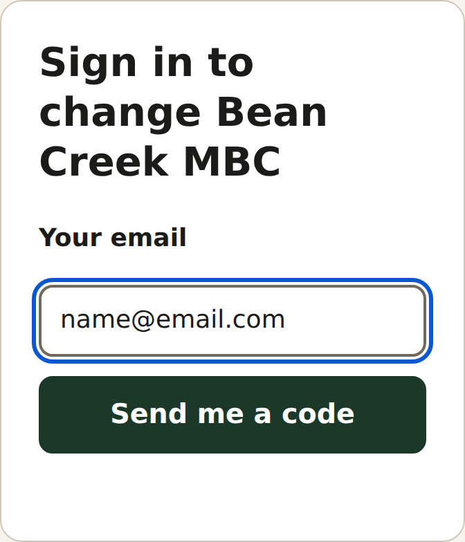 The sign in box
