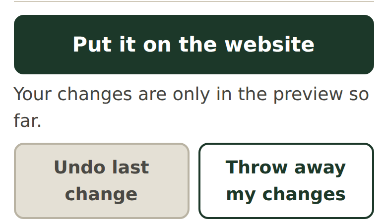 The Put it on the website button